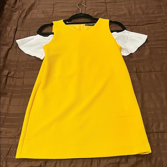 Zara Dresses & Skirts - Zara Yellow Dress with White Sleeves